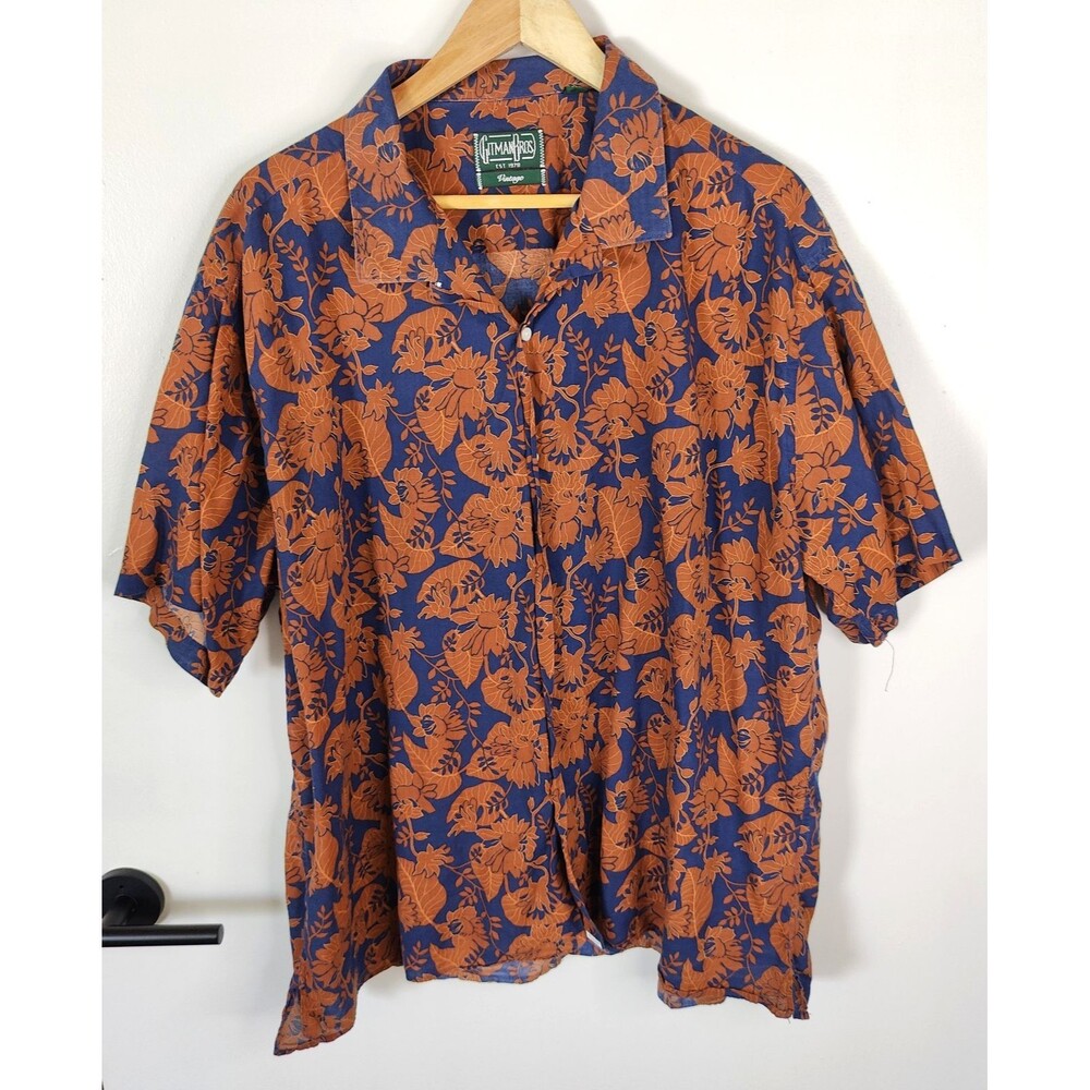 Gitman Vintage Floral Voile Camp Shirt Short Sleeve Size 2XL Cotton Made in USA